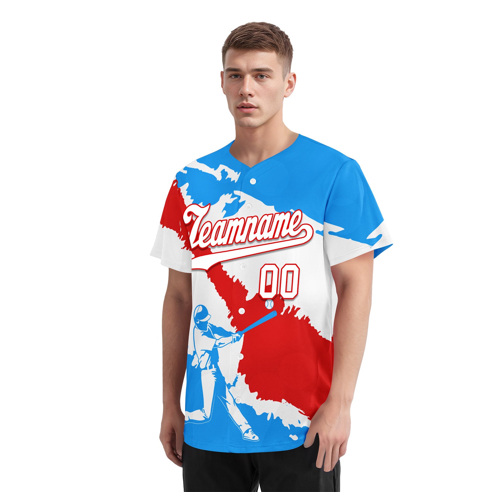 Custom Blue White Fiery Red Puerto Rico Flag Personalized Authentic Baseball Jersey BSBJ01-E06022-4