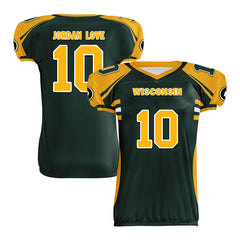 Custom Green Yellow Wisconsin High-Performance American Football Jersey FBJ06-D023001-13