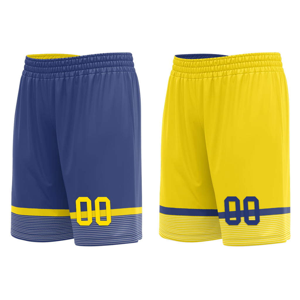 Custom Blue Yellow Classic Style Reversible Basketball Uniform Personalized COOLMAX BBJR-D017003