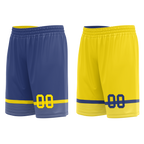 Custom Blue Yellow Classic Style Reversible Basketball Uniform Personalized COOLMAX BBJR-D017003