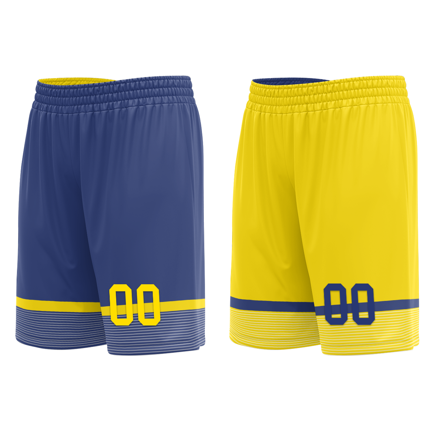 Custom Blue Yellow Classic Style Reversible Basketball Uniform Personalized COOLMAX BBJR-D017003