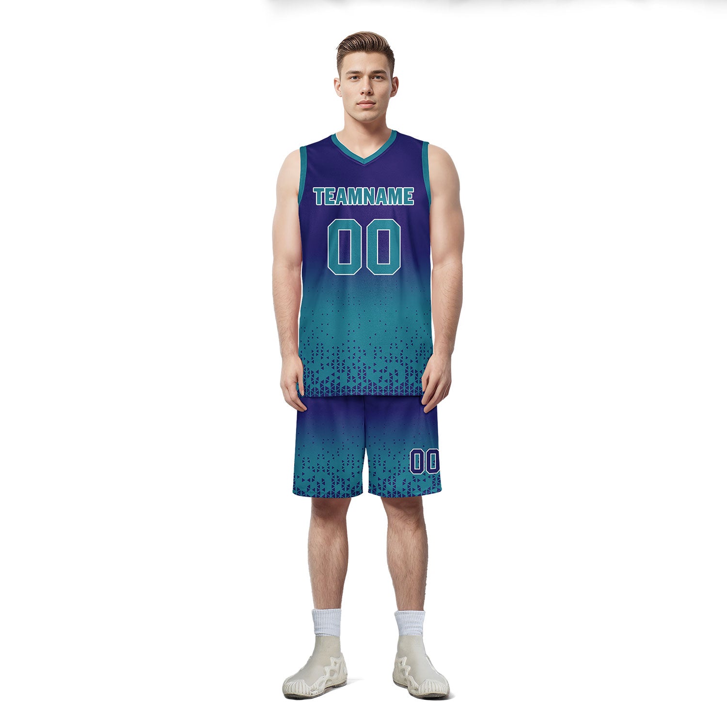 Custom Blue Fade Fashion Sports Uniform Basketball Jersey BBJ01-D020102-9