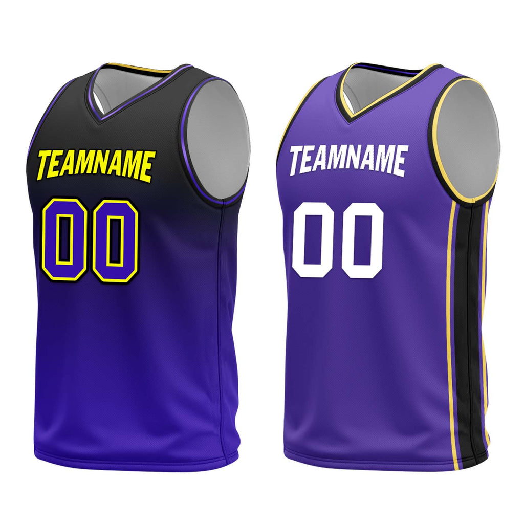 Custom Black Purple Los Angeles City Edition Personalized Reversible Basketball Set Sports Basketball Jersey BBJ01R-D0610-14