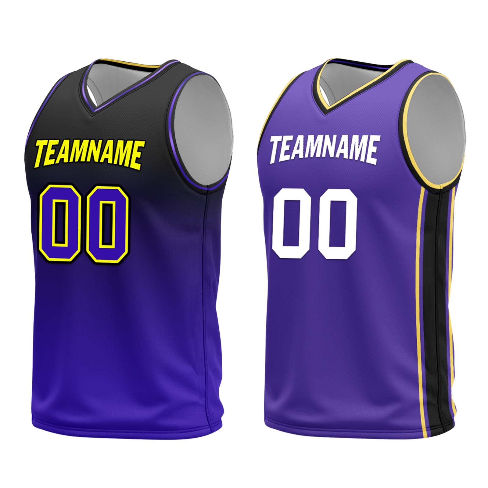 Custom Black Purple Los Angeles City Edition Personalized Reversible Basketball Set Sports Basketball Jersey BBJ01R-D0610-14