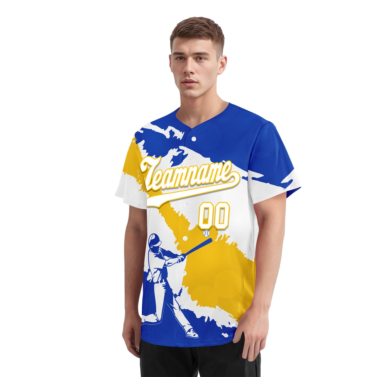Custom Blue White Yellow Uruguayan Flag Personalized Authentic Baseball Jersey BSBJ01-E06022-7