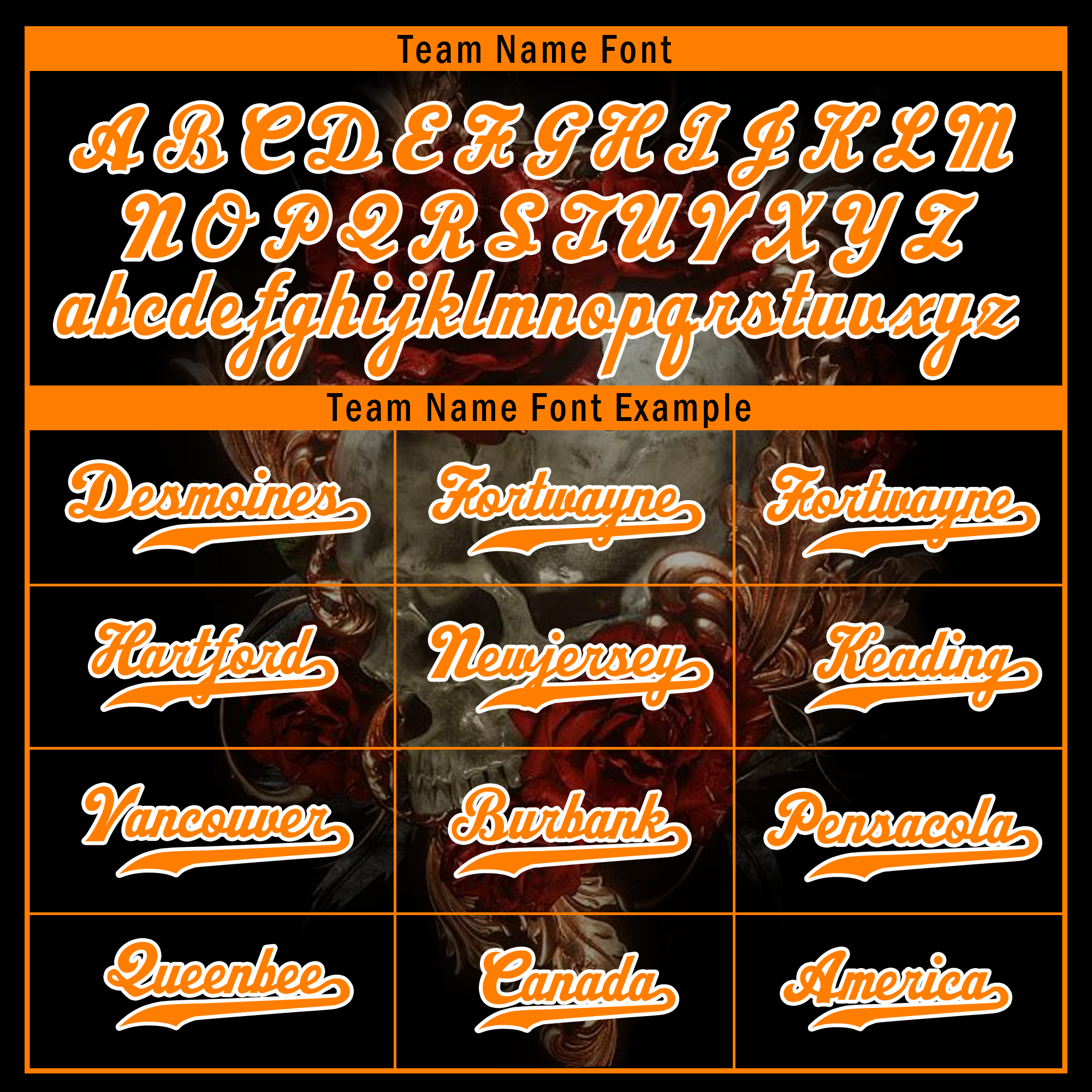 Custom Black Orange Skull Fashion Personalized Authentic Baseball Jersey BSBJ01-D017156