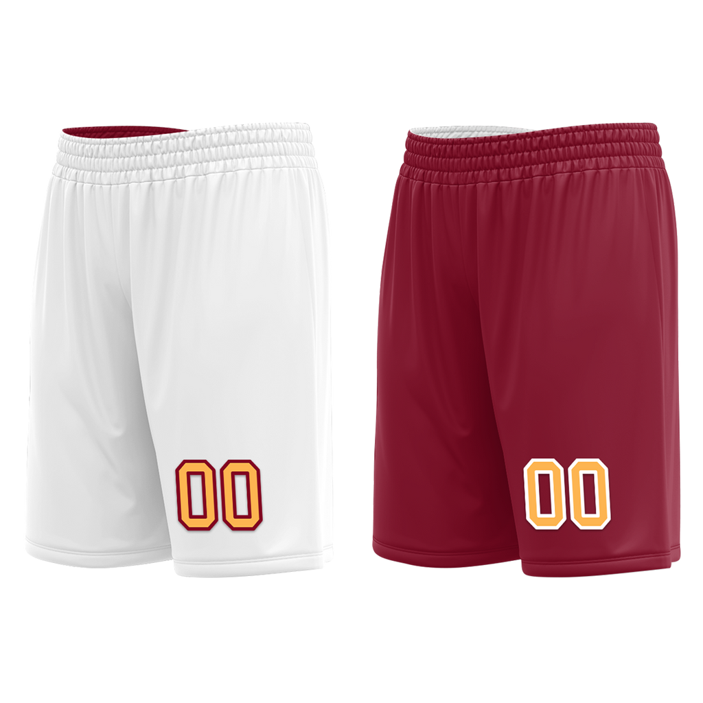 Custom White Red Classic Style Reversible Basketball Uniform Personalized COOLMAX BBJR-D017012