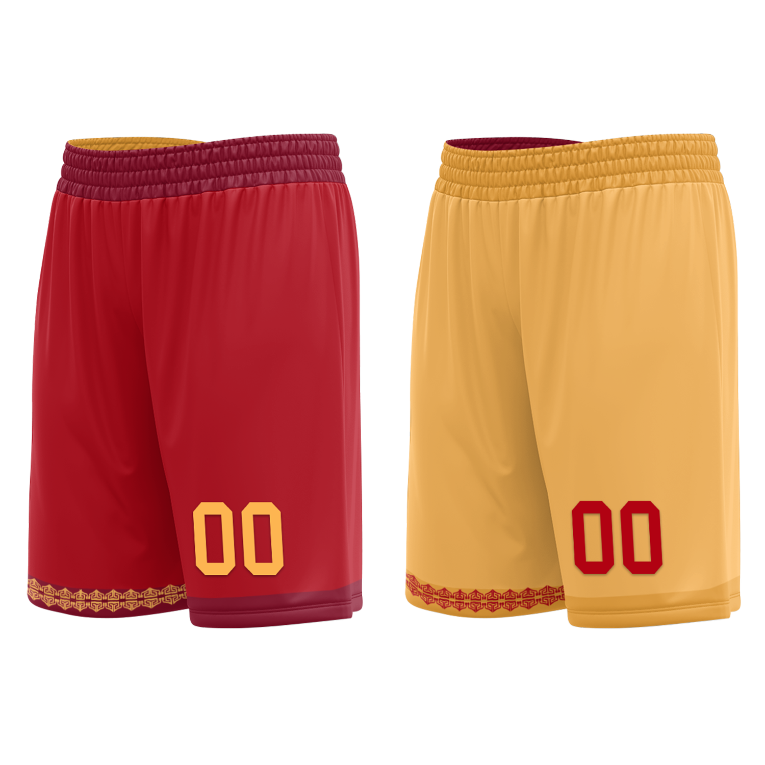 Custom Red Yellow Classic Style Reversible Basketball Uniform Personalized COOLMAX BBJR-D017011