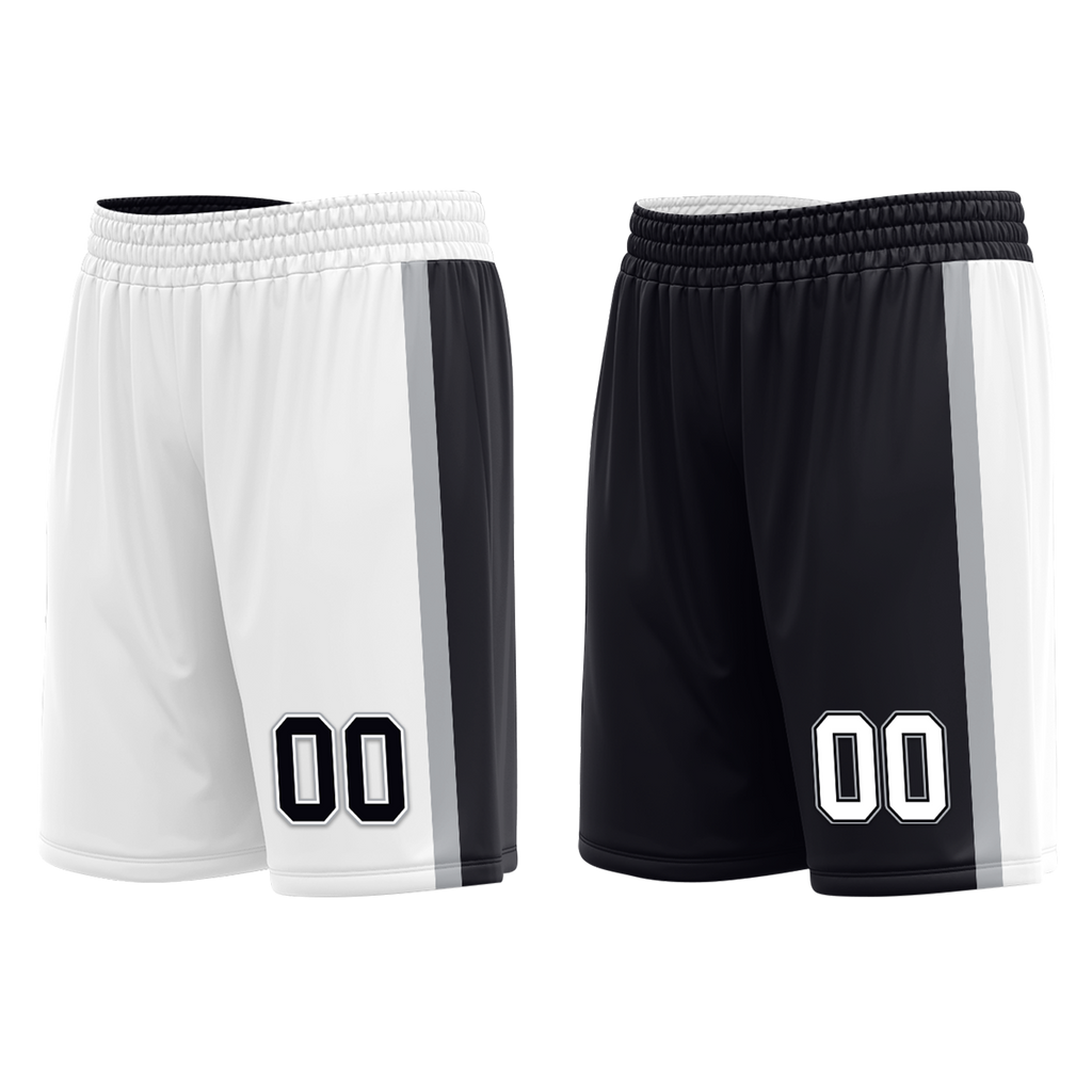 Custom White Black Classic Style Reversible Basketball Uniform Personalized COOLMAX BBJR-D017051