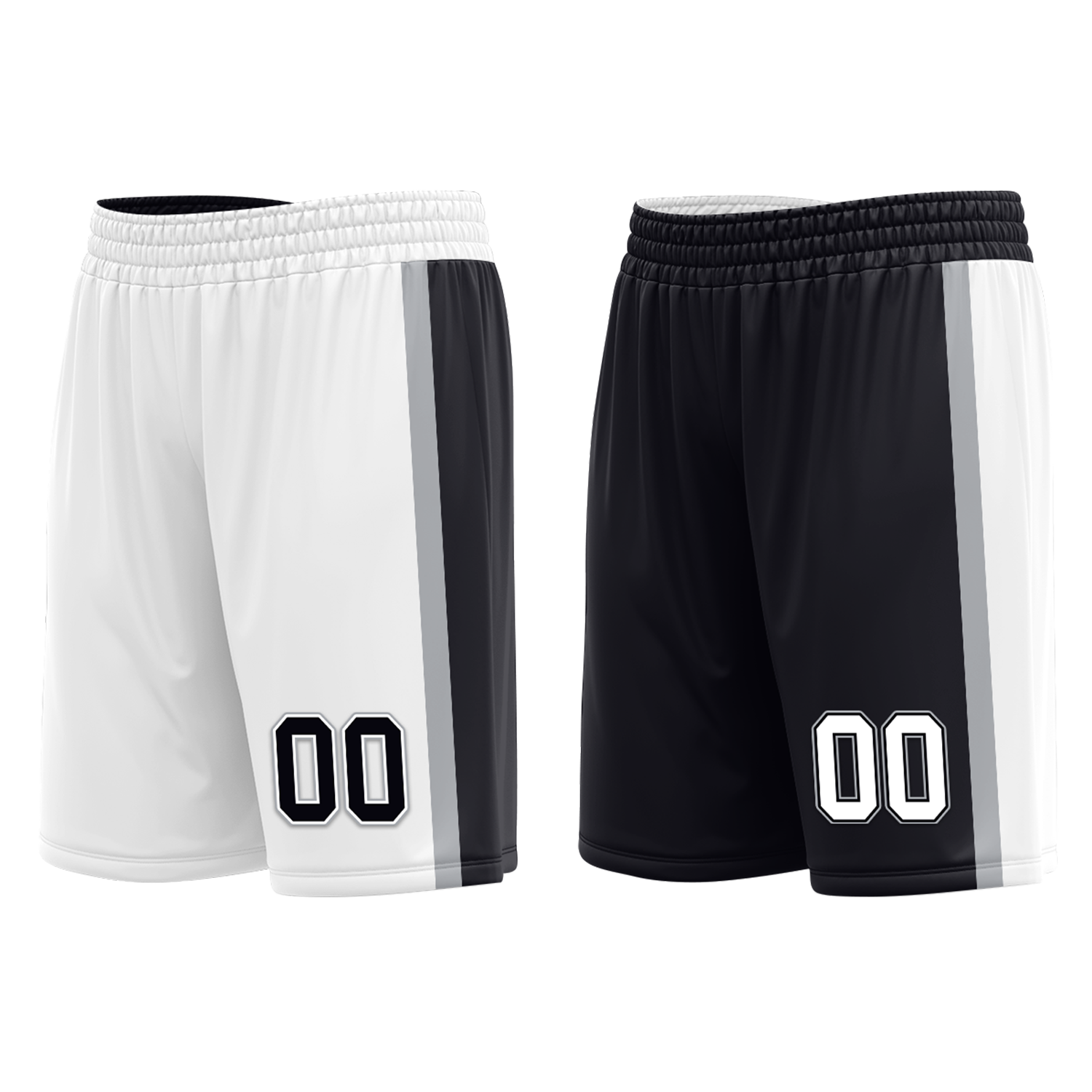 Custom White Black Classic Style Reversible Basketball Uniform Personalized COOLMAX BBJR-D017051