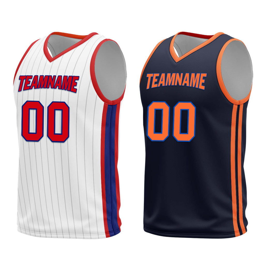 Custom White Red Black New York City Edition Personalized Reversible Basketball Set Sports Basketball Jersey BBJ01R-D0610-20