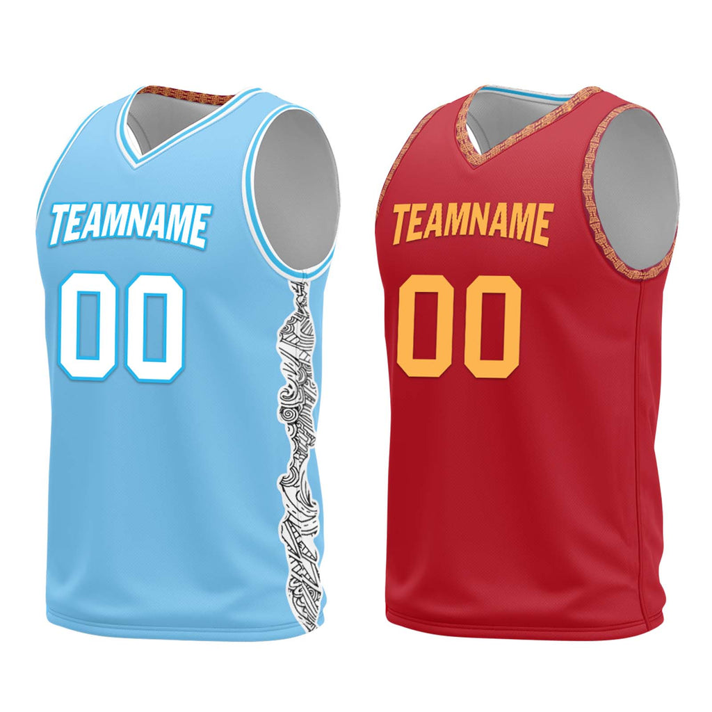 Custom Blue Red Cleveland City Edition Personalized Reversible Basketball Set Sports Basketball Jersey BBJ01R-D0610-6