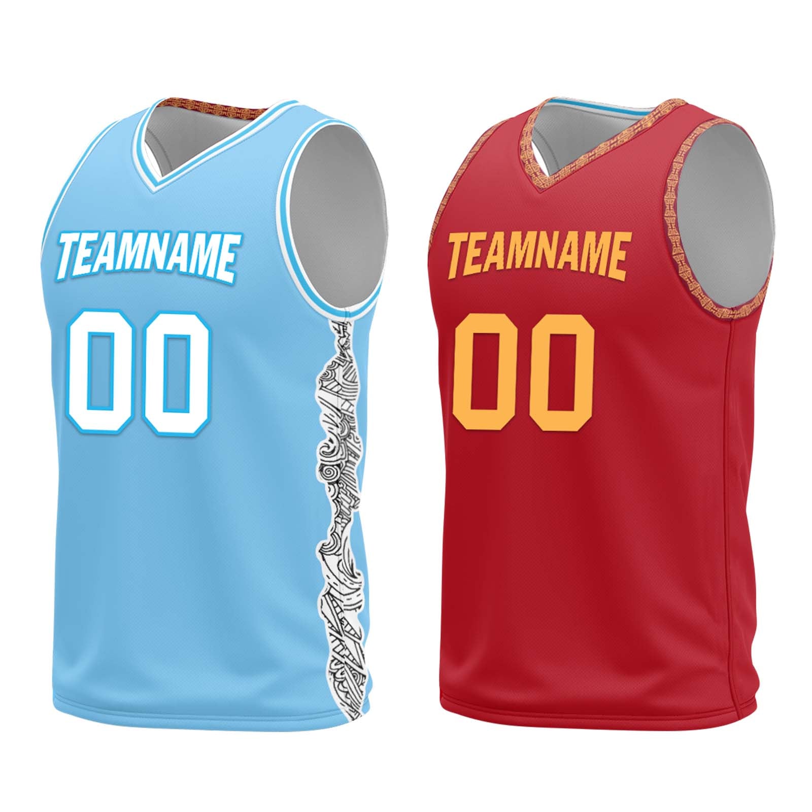 Custom Blue Red Cleveland City Edition Personalized Reversible Basketball Set Sports Basketball Jersey BBJ01R-D0610-6