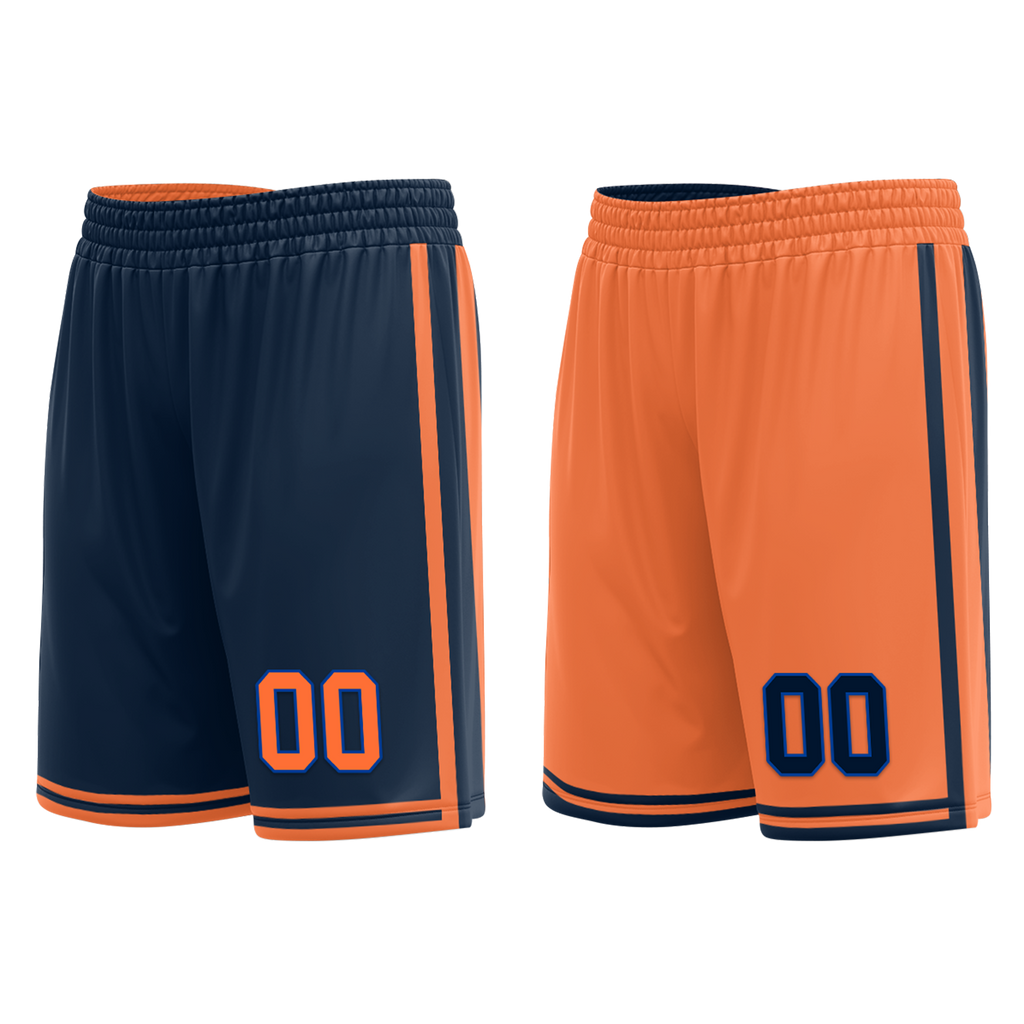 Custom Blue Orange Classic Style Reversible Basketball Uniform Personalized Ordinary BBJR-D017015