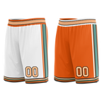 Custom White Orange Classic Style Reversible Basketball Uniform Personalized COOLMAX BBJR-D017052