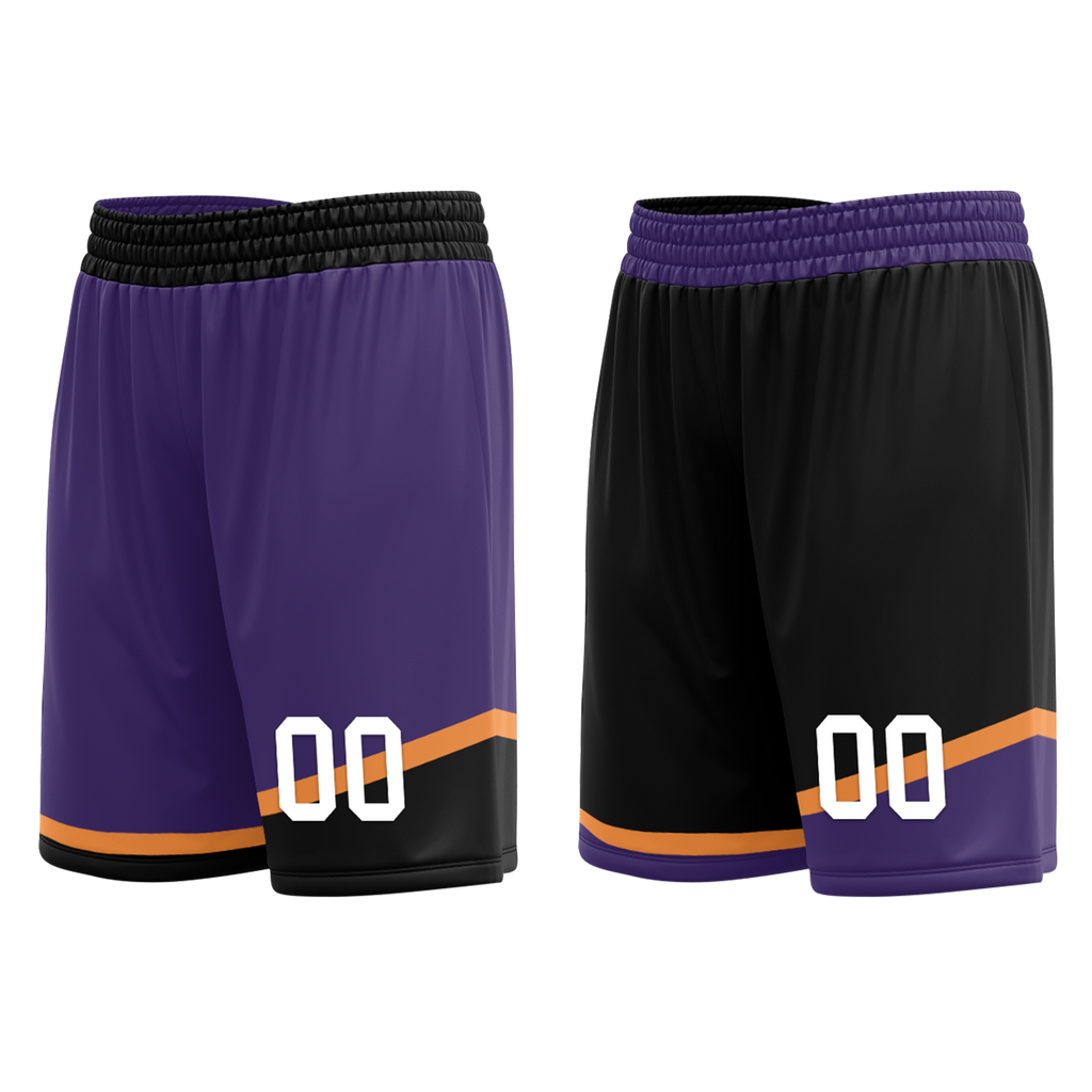 Custom Purple Black Classic Style Reversible Basketball Uniform Personalized COOLMAX BBJR-D017058