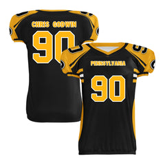 Custom Yellow Black Pennsylvania High-Performance American Football Jersey FBJ06-D023001-30