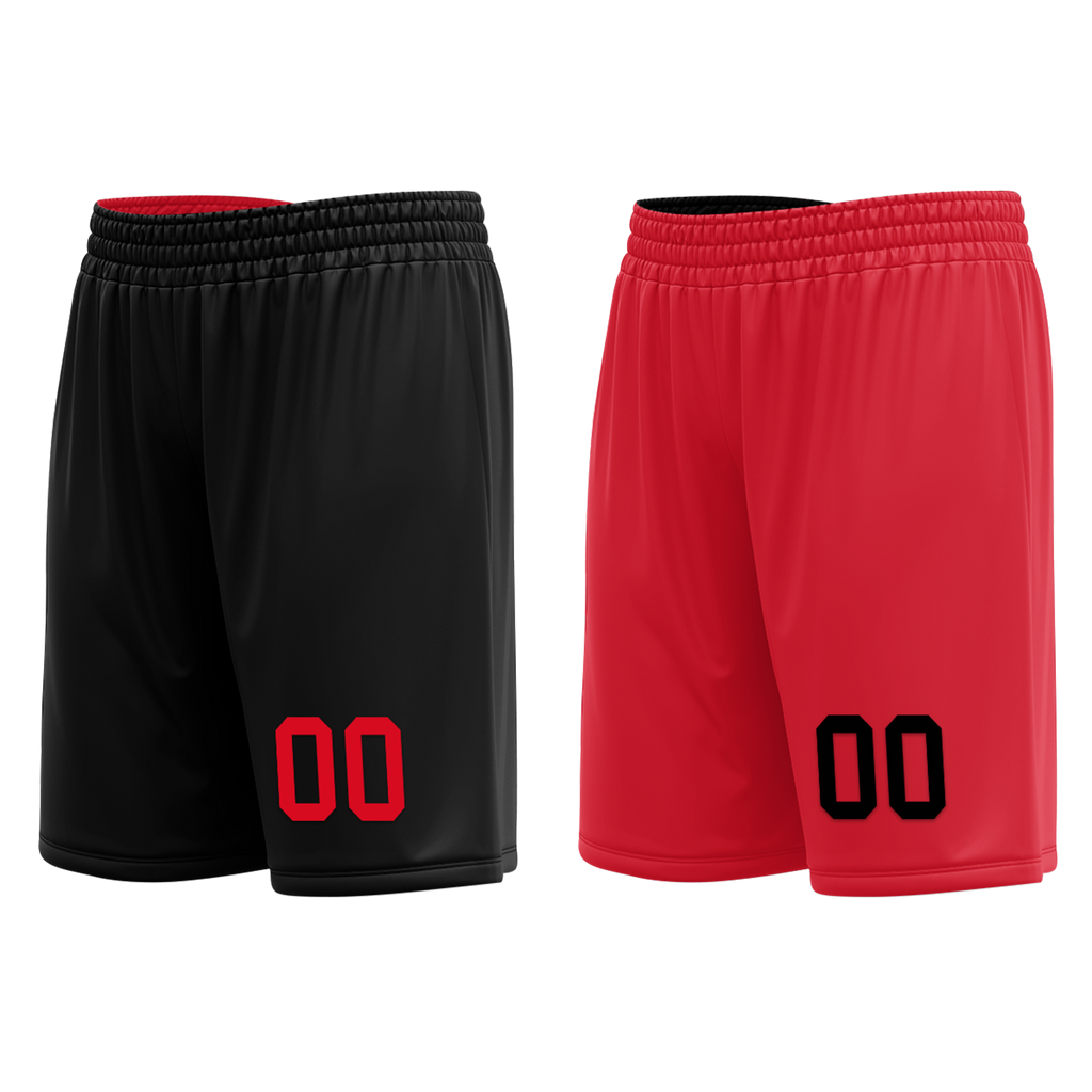 Custom Black Red Classic Style Reversible Basketball Uniform Personalized COOLMAX BBJR-D017018