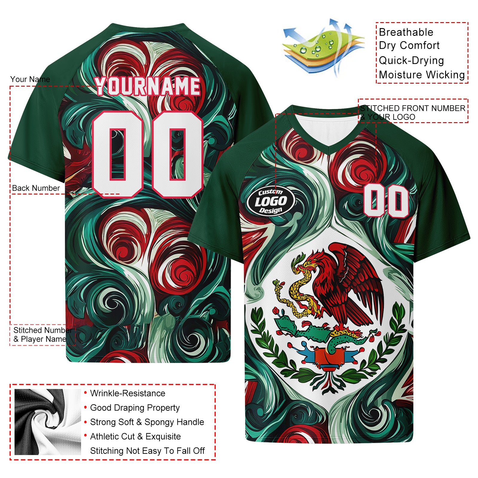 Custom Mexico 2026 World Cup Football Shirt Customized Soccer Jersey for Fans Add Your Name & Number FZ190-F020057-3