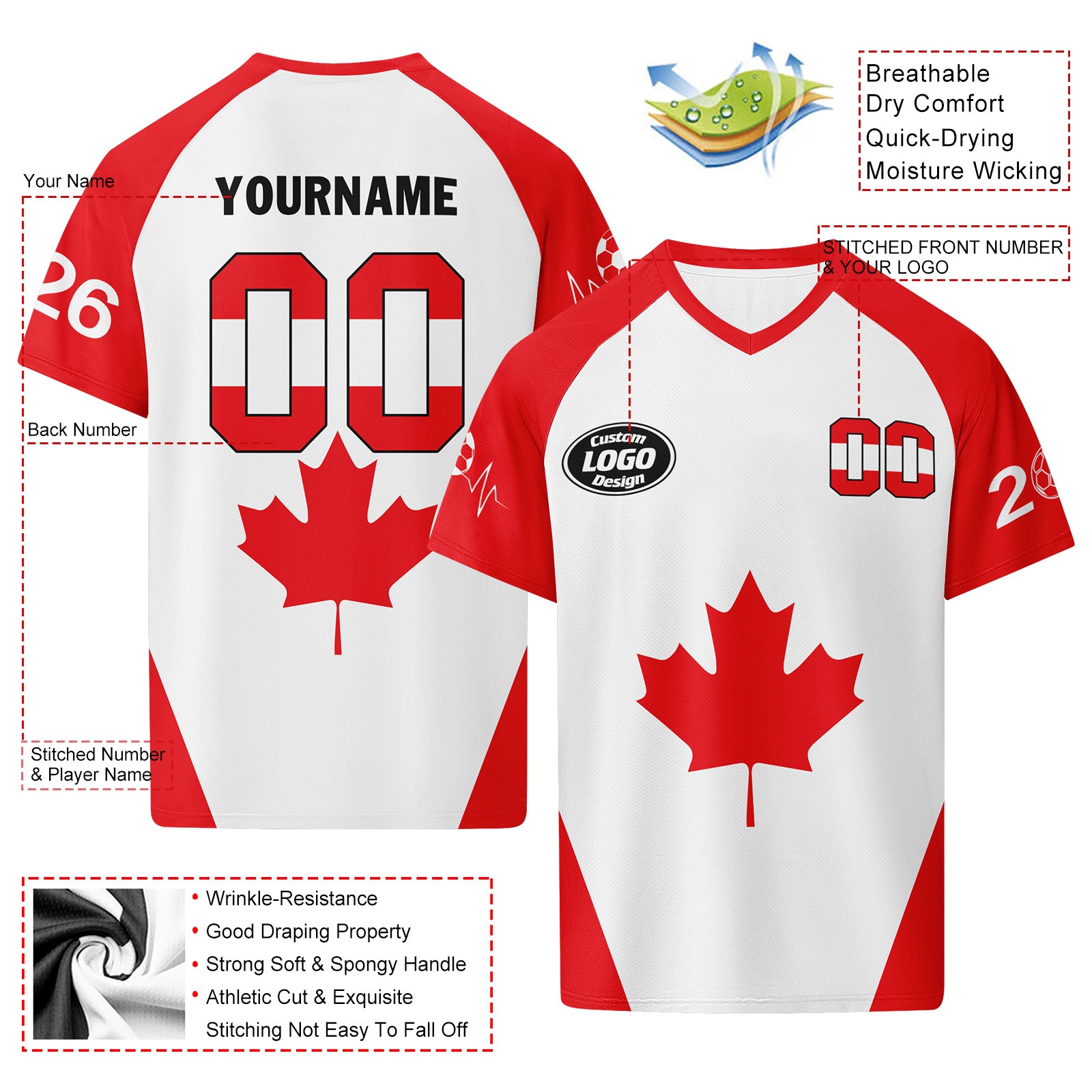 Custom Canada 2026 World Cup Football Shirt Customized Soccer Jersey for Fans Add Your Name & Number FZ190-F023094-4