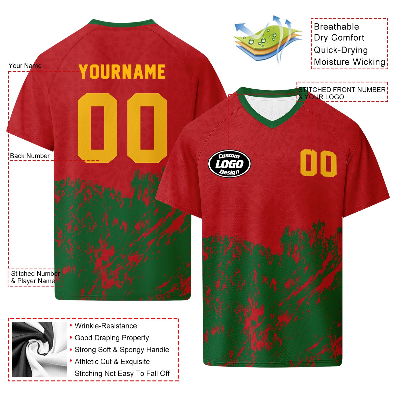 Custom Morocco 2026 World Cup Football Shirt Customized Soccer Jersey for Fans Add Your Name & Number FZ190-F009117-2