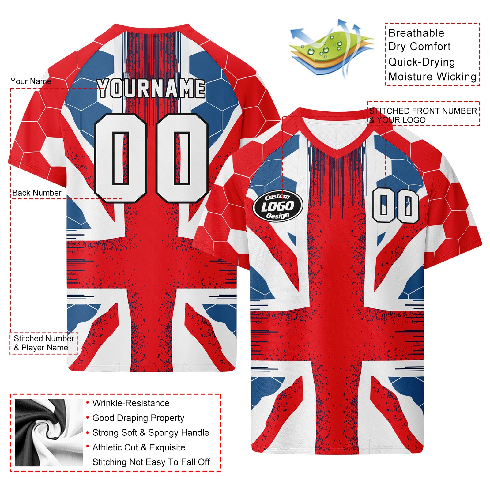 Custom England 2026 World Cup Football Shirt Customized Soccer Jersey for Fans Add Your Name & Number FZ190-F023109-2