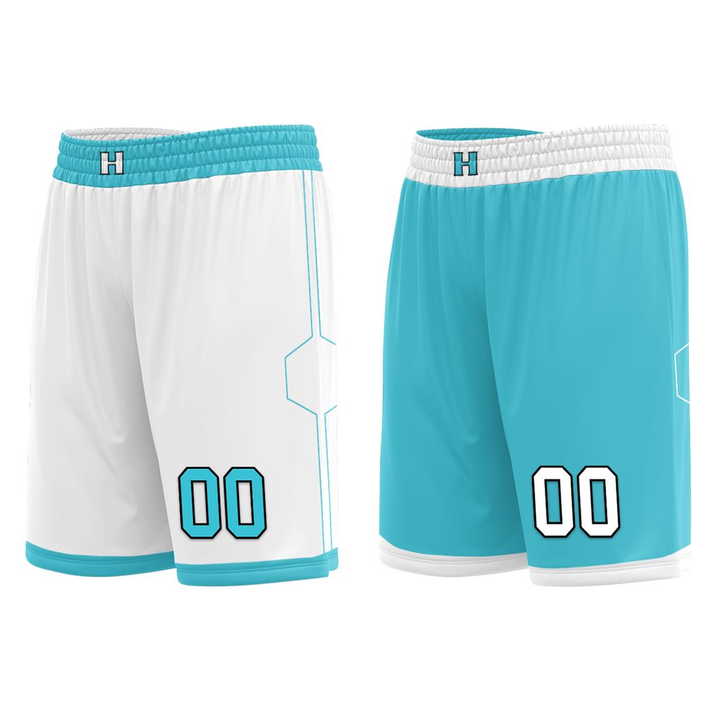 Custom White Blue Classic Style Reversible Basketball Uniform Personalized COOLMAX BBJR-D017013