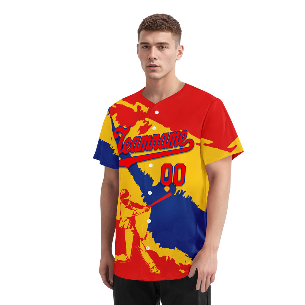 Custom Red Yellow Blue Colombian Flag Personalized Authentic Baseball Jersey BSBJ01-E06022-11
