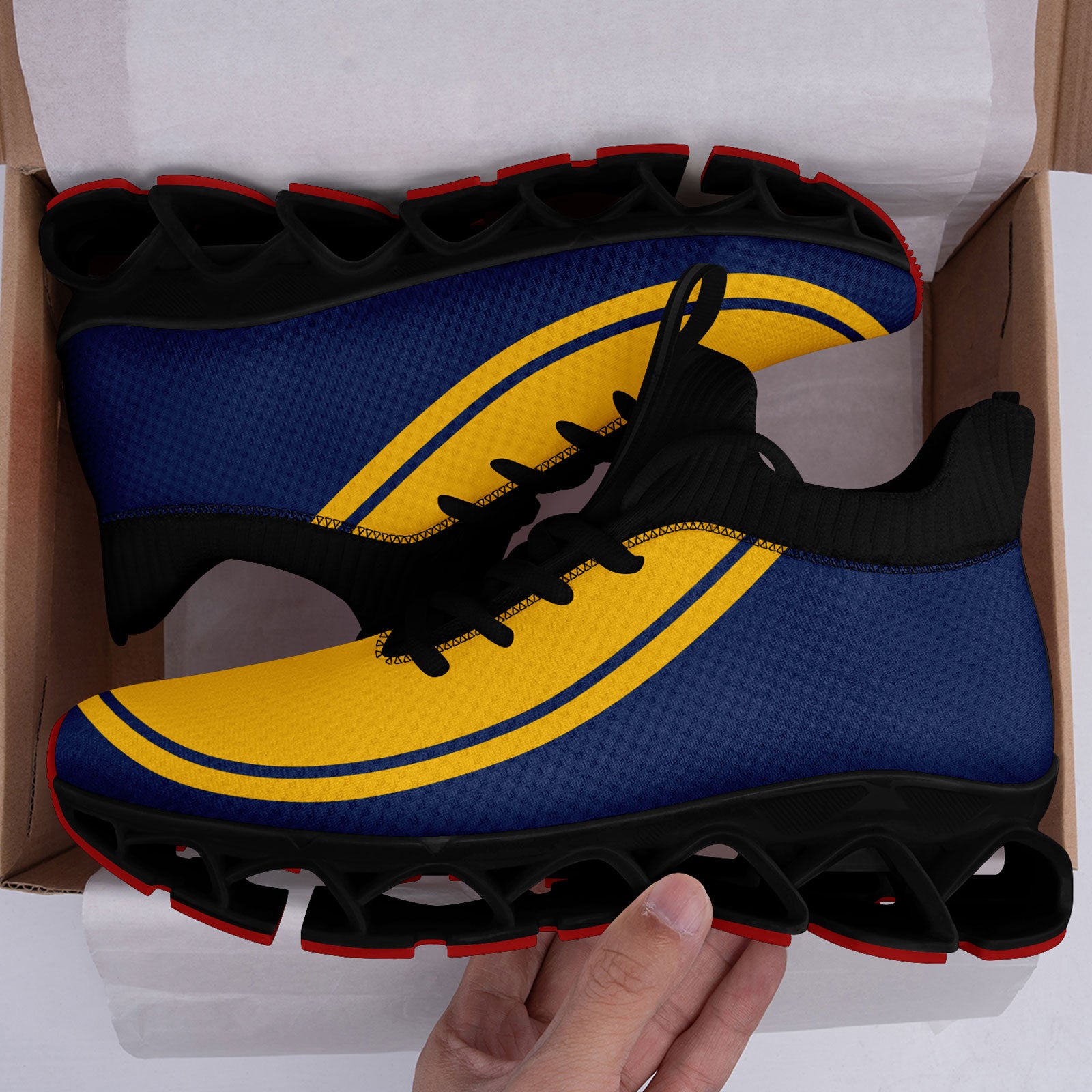 Custom Navy Yellow Maxsoul Shoes Personalized Sneaker FN030XD-D020388-13