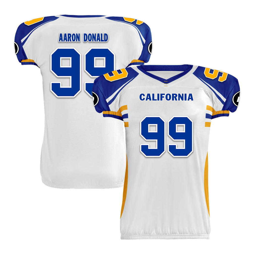 Custom Yellow White California High-Performance American Football Jersey FBJ06-D023001-15