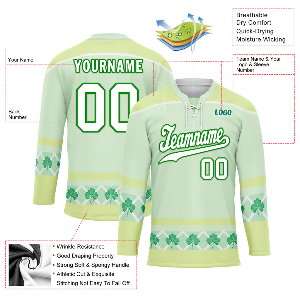 Custom Four-leaf clover Personalized Hockey Jersey HCKJ01-E0615-10
