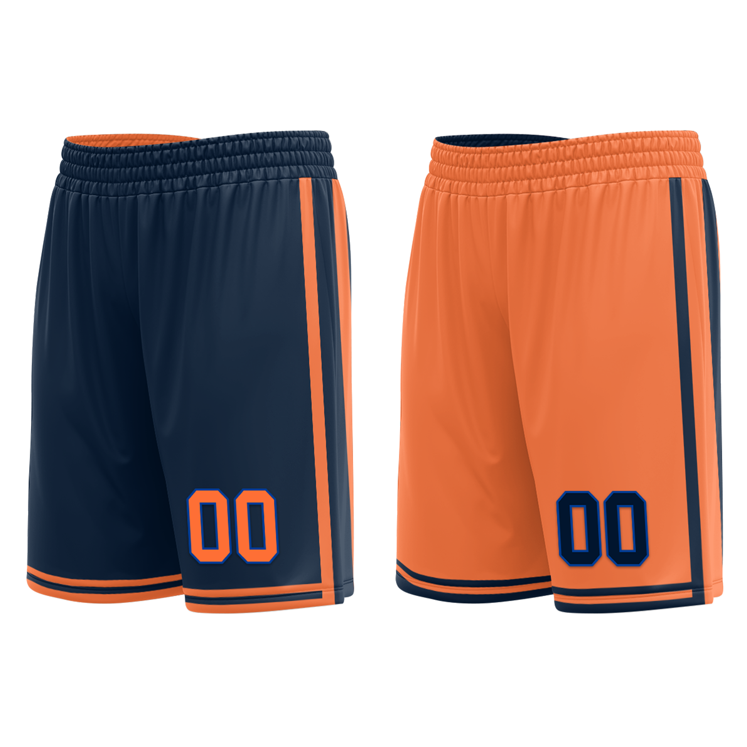 Custom Blue Orange Classic Style Reversible Basketball Uniform Personalized COOLMAX BBJR-D017015