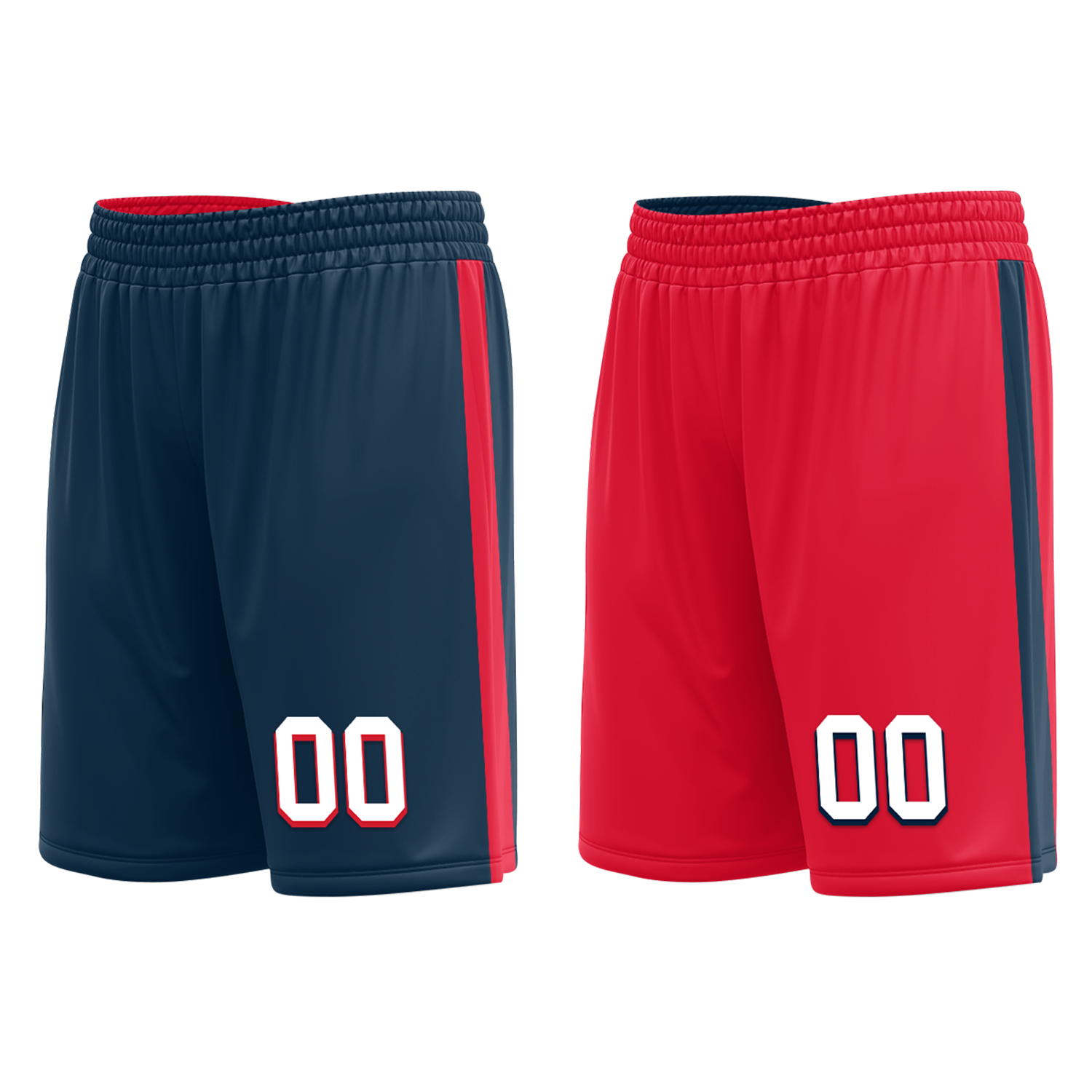 Custom Blue Red Classic Style Reversible Basketball Uniform Personalized COOLMAX BBJR-D017021