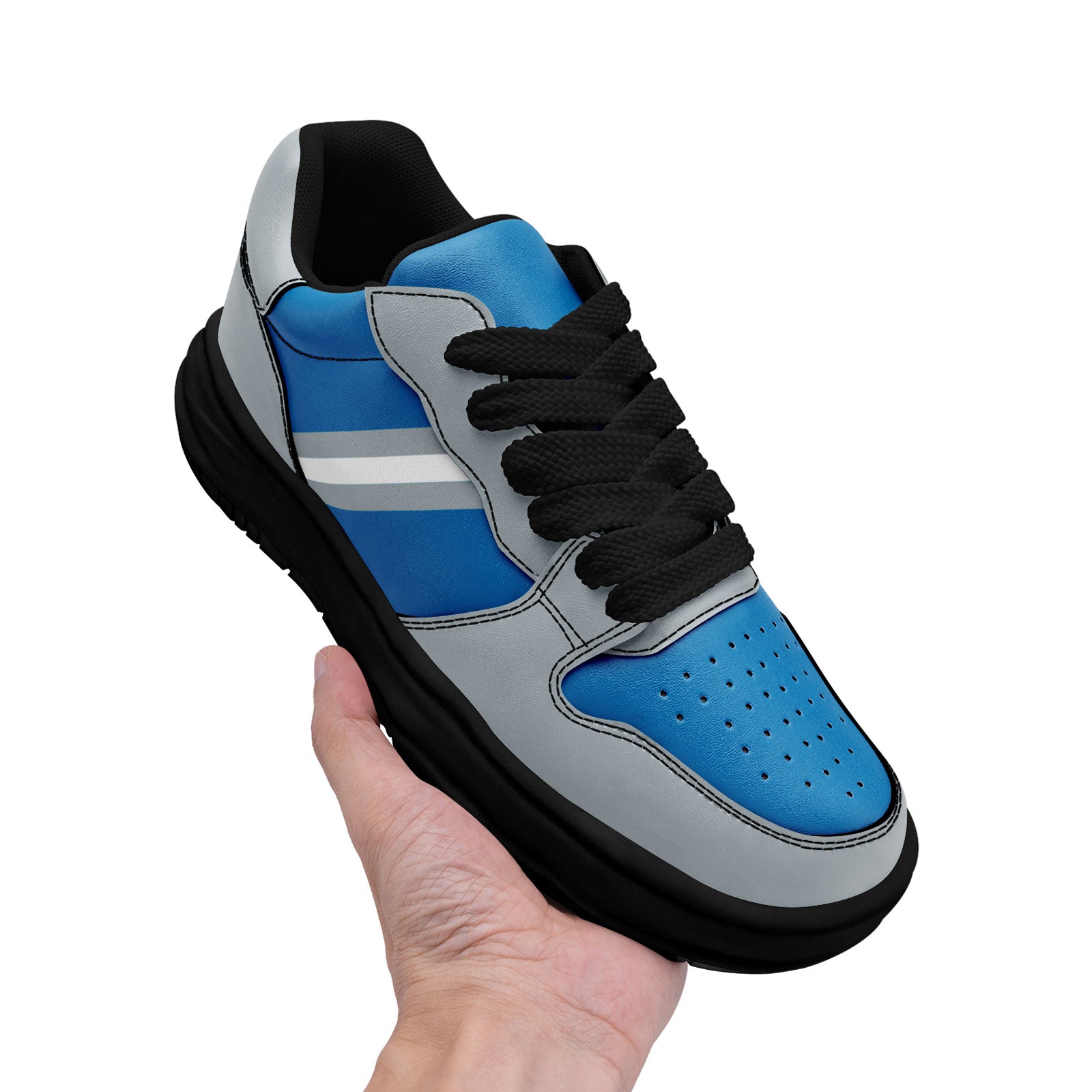 Custom Blue Gray Detroit Shoes Personalized Sneaker FN032-D020389-11