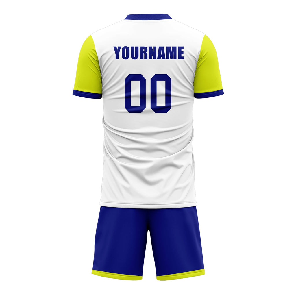 Custom White Yellow Soccer Sets Jersey Personalized SCJ101-D020131-8