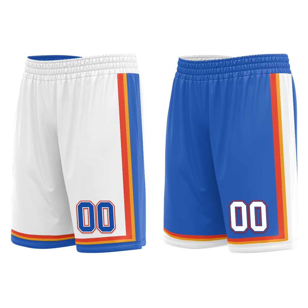 Custom White Blue Classic Style Reversible Basketball Uniform Personalized COOLMAX BBJR-D017039