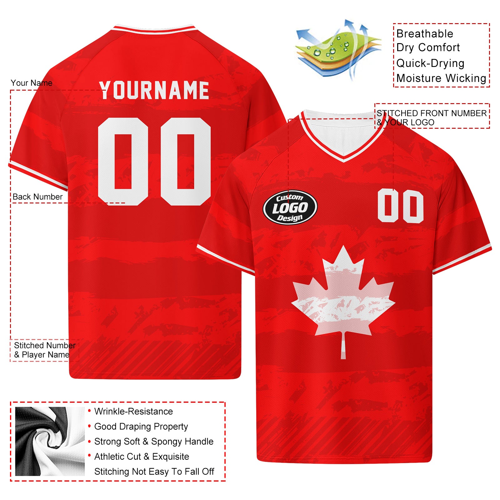Custom Canada 2026 World Cup Football Shirt Customized Soccer Jersey for Fans Add Your Name & Number FZ190-F009149-5