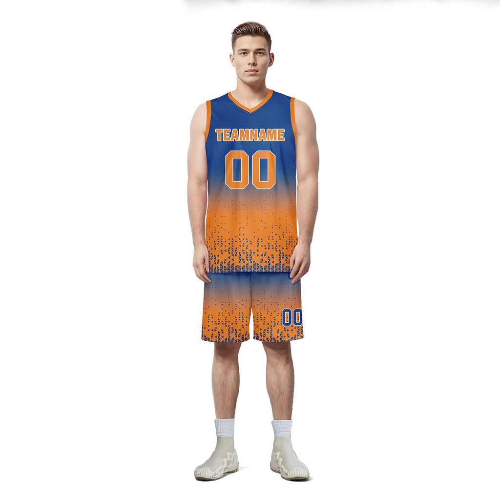Custom Blue Orange Fade Fashion Sports Uniform Basketball Jersey BBJ01-D020102-3