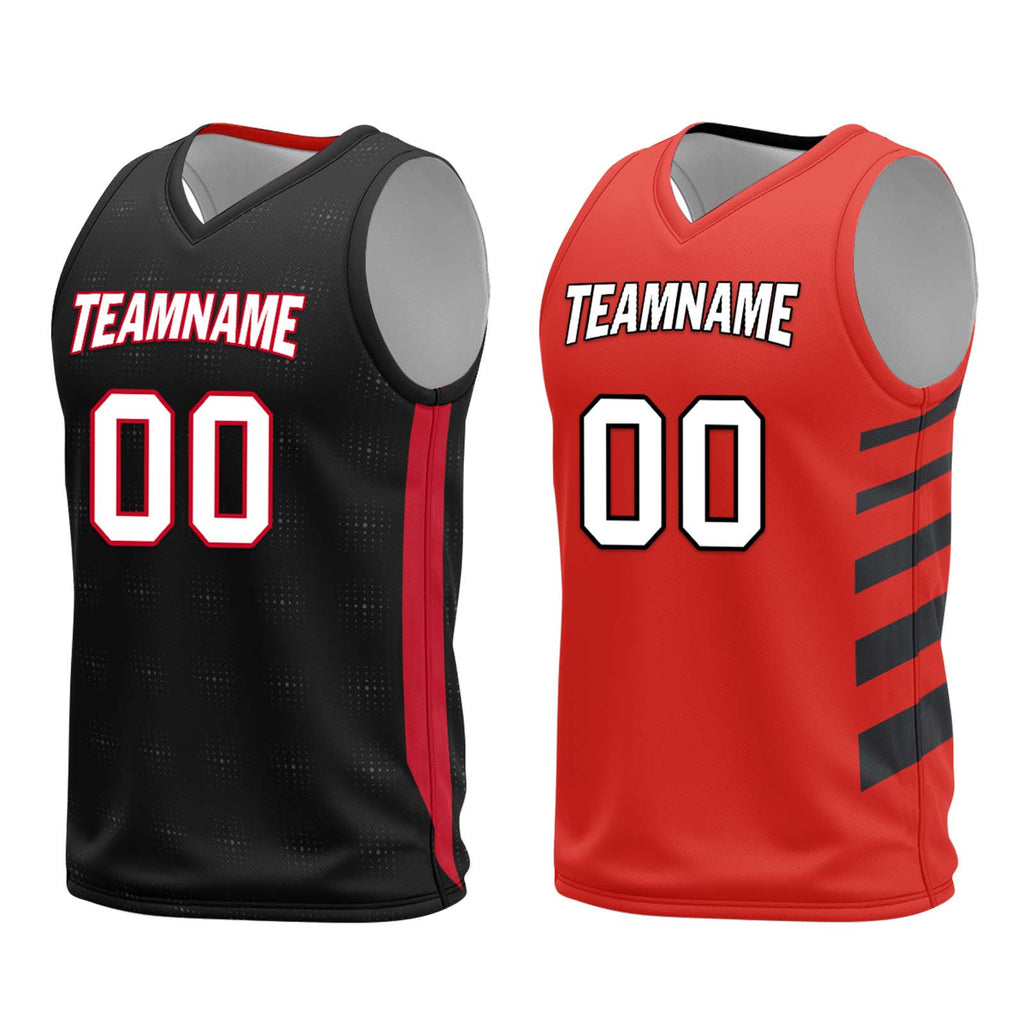 Custom Black Red Plaid Portland City Edition Personalized Reversible Basketball Set Sports Basketball Jersey BBJ01R-D0610-25
