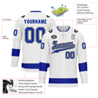 Custom White Blue Personalized Hockey Jersey HCKJ01-D0a70bb