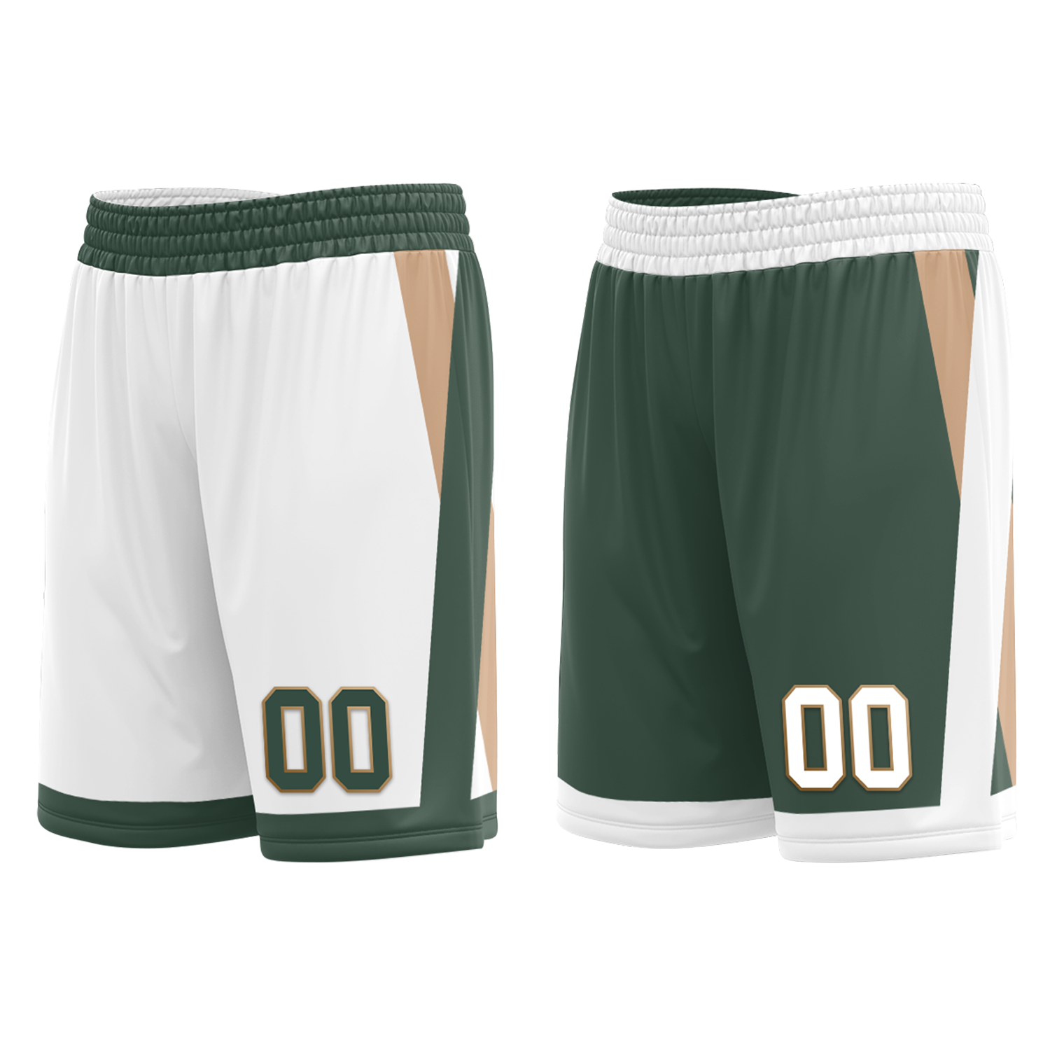 Custom White Green Classic Style Reversible Basketball Uniform Personalized COOLMAX BBJR-D017002