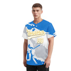 Custom Blue Gold Silver Nicaraguan Flag Personalized Authentic Baseball Jersey BSBJ01-E06022-9