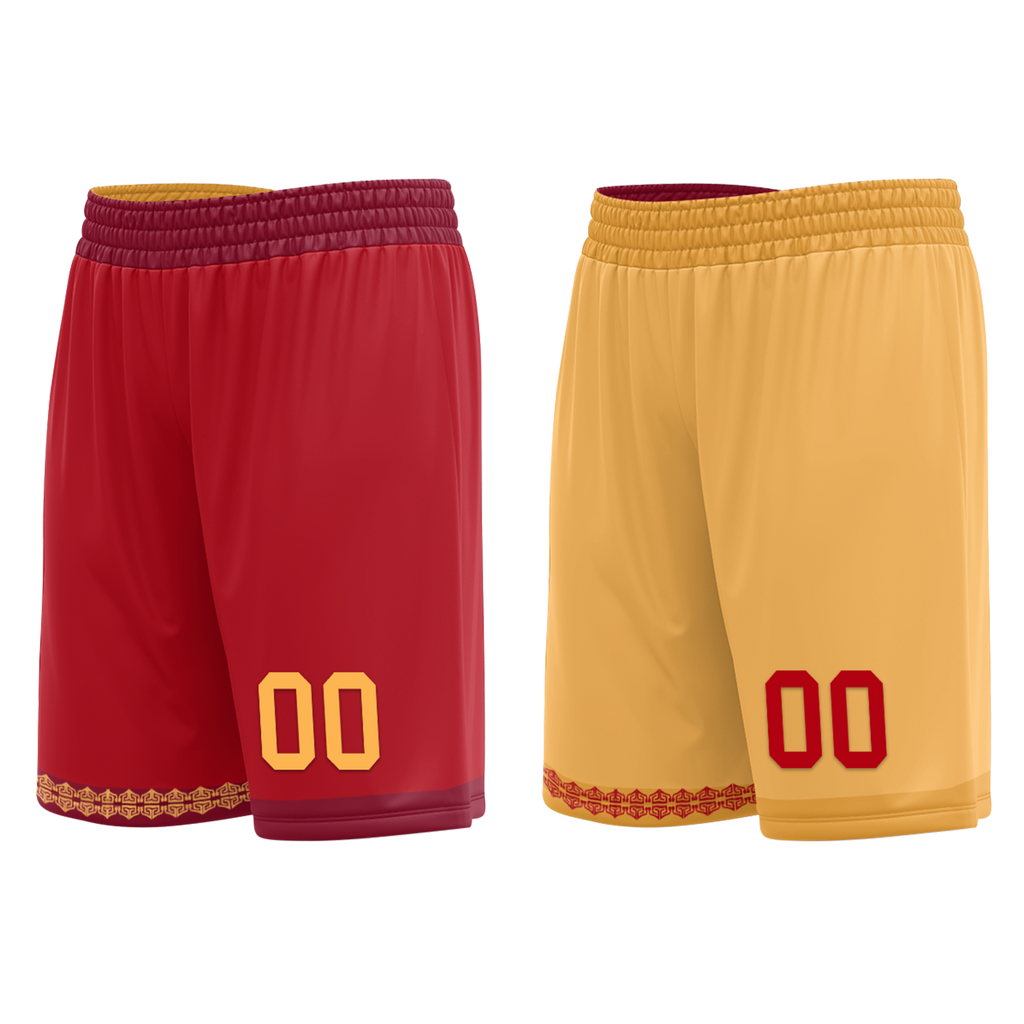 Custom Red Yellow Classic Style Reversible Basketball Uniform Personalized Ordinary BBJR-D017011
