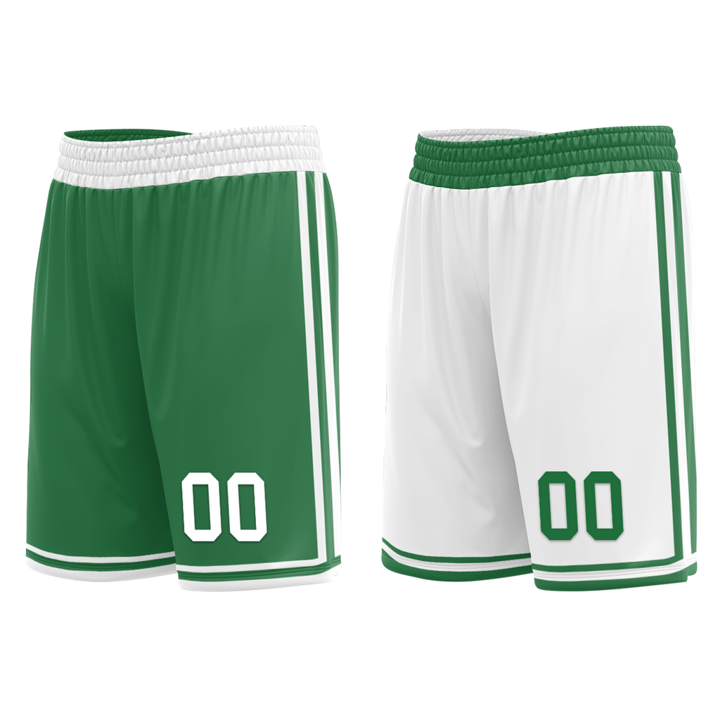 Custom Green White Classic Style Reversible Basketball Uniform Personalized COOLMAX BBJR-D017001