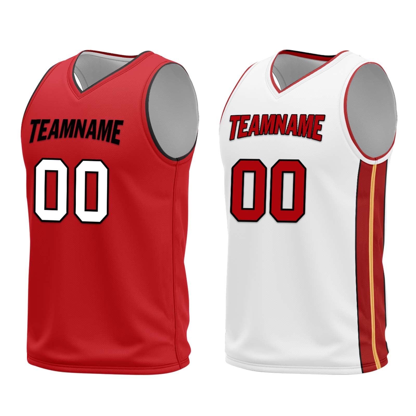 Custom Red White Miami City Edition Personalized Reversible Basketball Set Sports Basketball Jersey BBJ01R-D0610-16