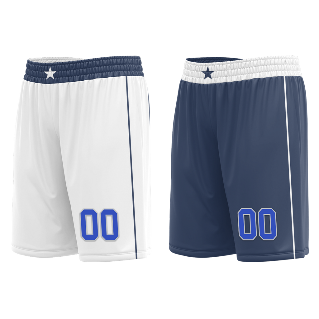 Custom White Blue Classic Style Reversible Basketball Uniform Personalized COOLMAX BBJR-D017054