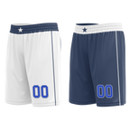 Custom White Blue Classic Style Reversible Basketball Uniform Personalized COOLMAX BBJR-D017054