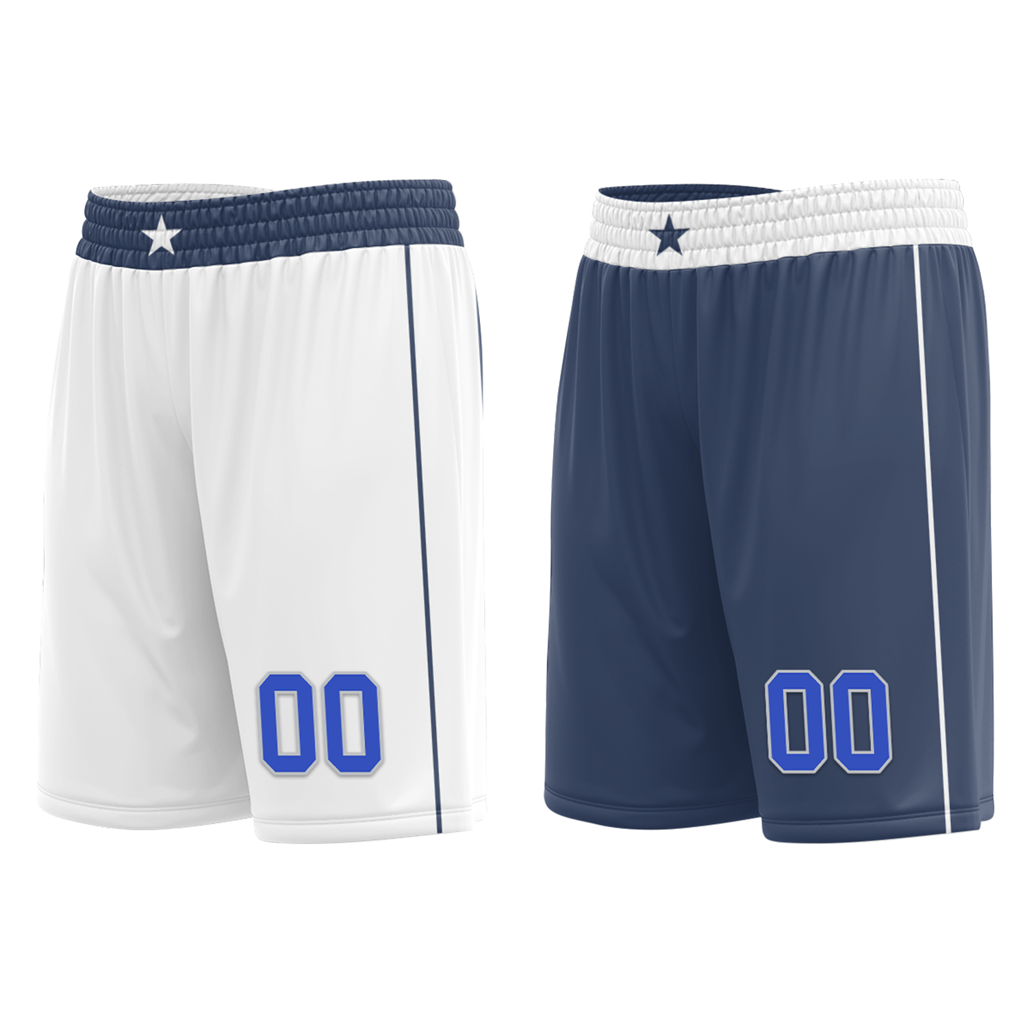 Custom White Blue Classic Style Reversible Basketball Uniform Personalized COOLMAX BBJR-D017054