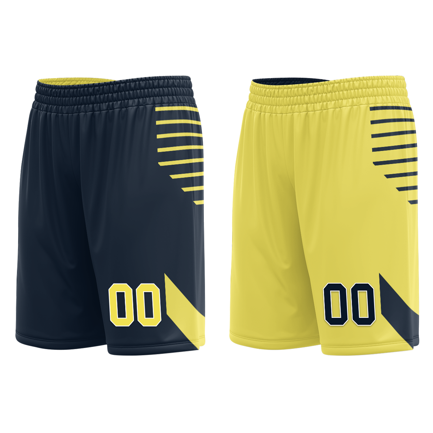 Custom Blue Yellow Classic Style Reversible Basketball Uniform Personalized COOLMAX BBJR-D017059