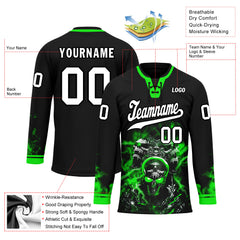 Custom Balck Green Gothic Personalized Hockey Jersey HCKJ01-E0601-01